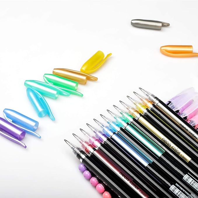 Mutsitaz 48 Packs Color Gel Ink Pens Set for Adult Colouring Books